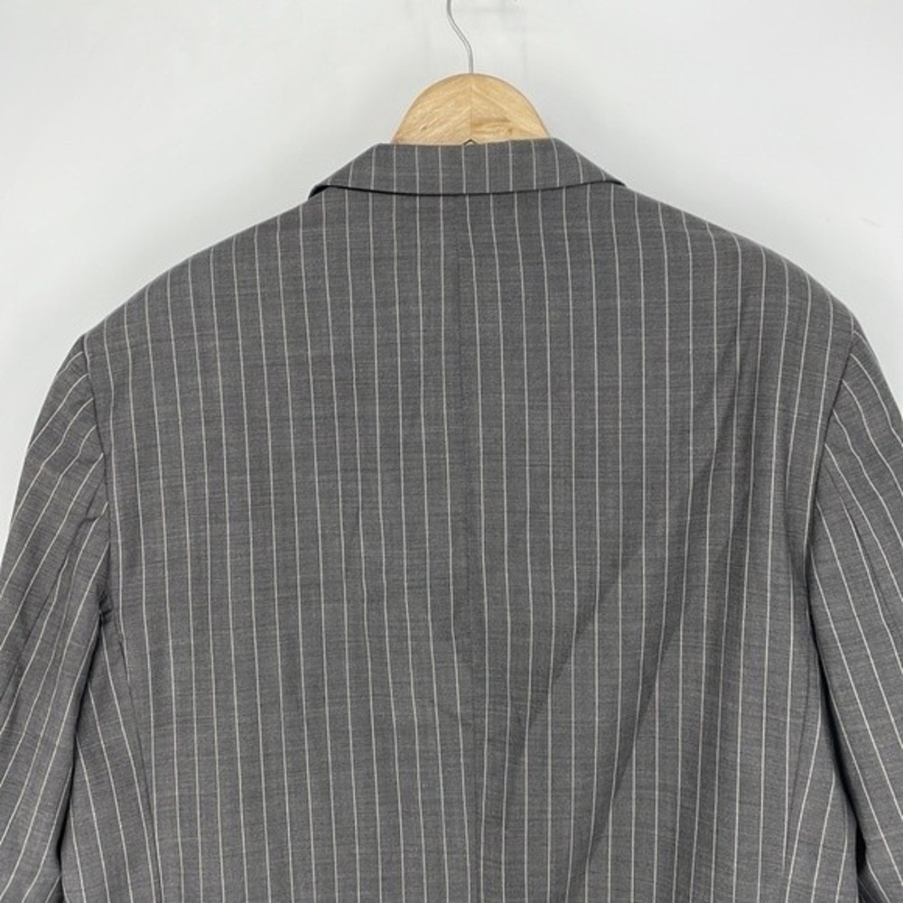 ADOLFO 36L men's gray wool mohair pinstripe blazer suit jacket sport coat - Picture 10 of 11